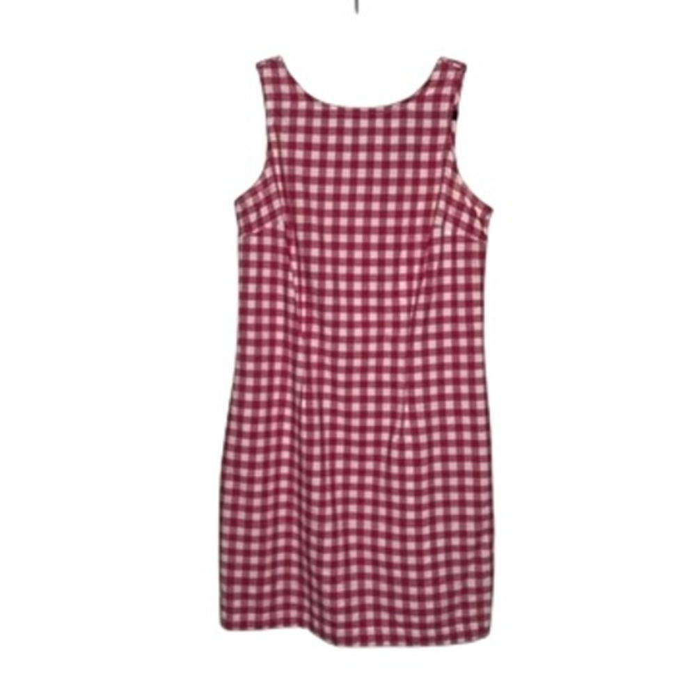 Expressions Gingham Shift Dress Womens Medium Pink White Cotton Sleeveless Retro